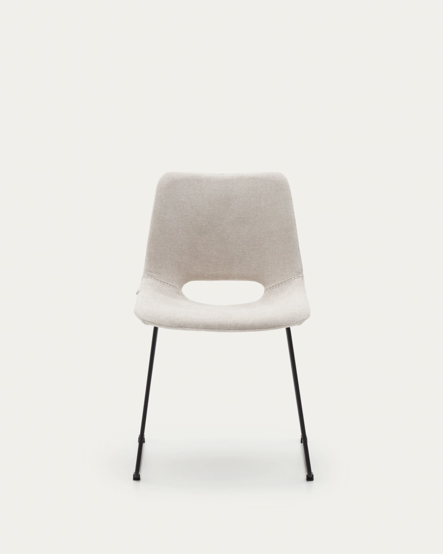 Zahara chair in beige with steel legs in a black finish