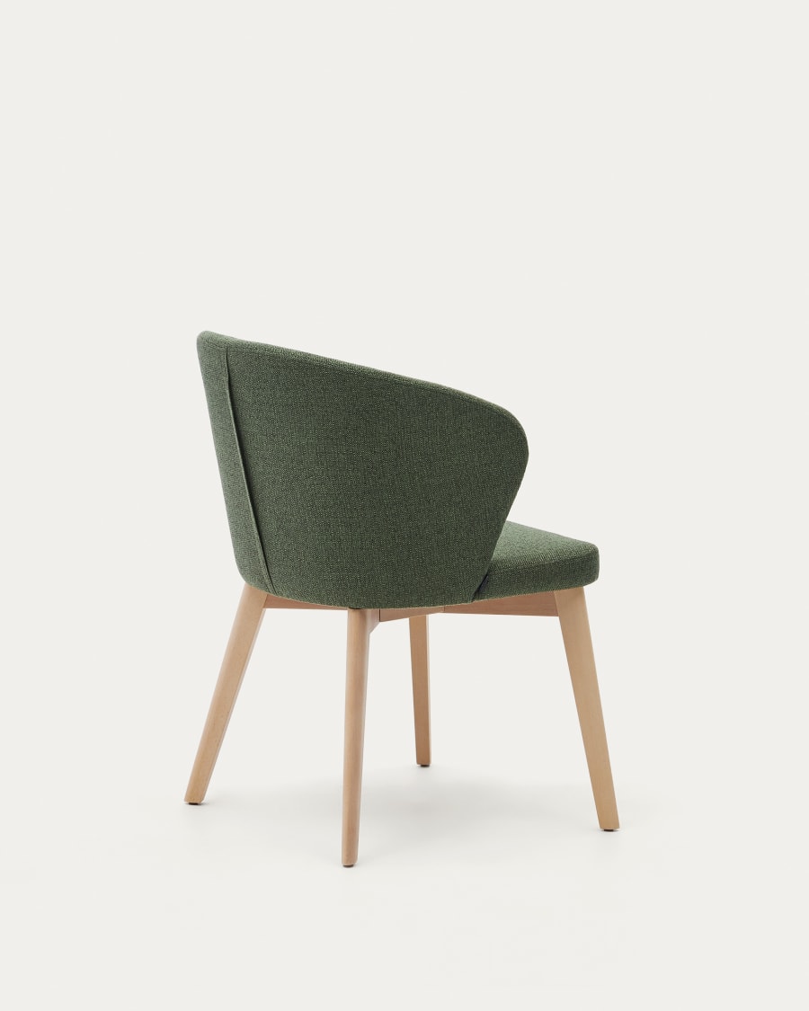 Darice chair in green chenille and solid beech wood in a natural finish FSC 100%