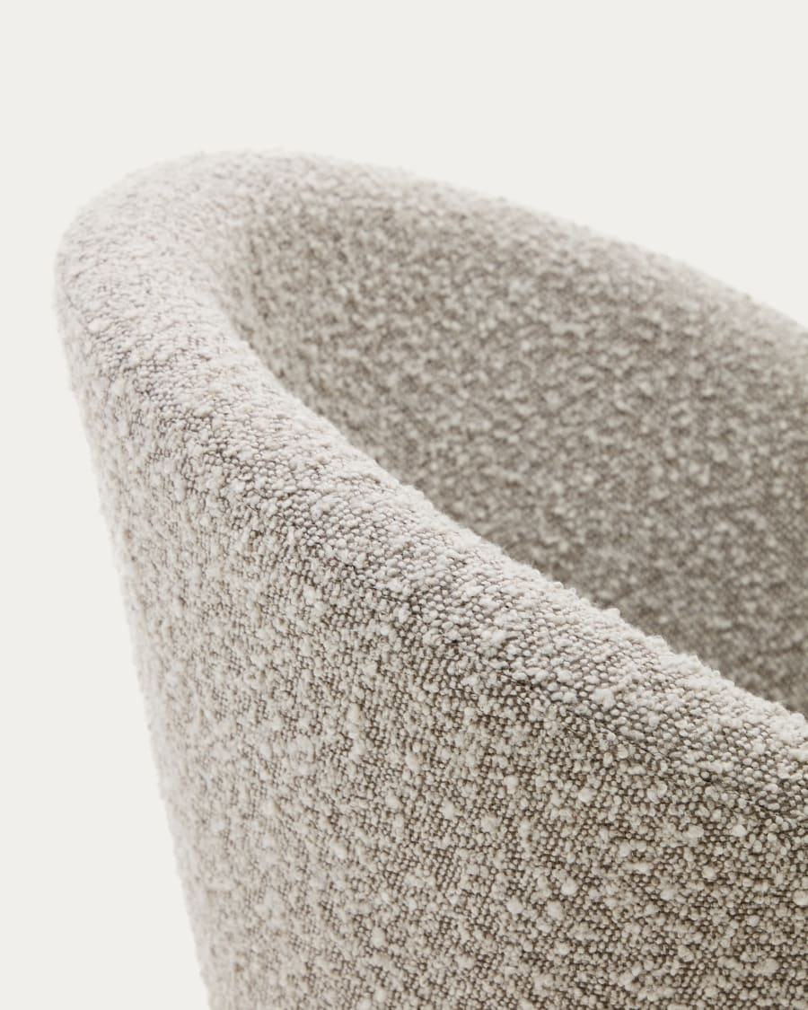 Marvin swivel chair with grey bouclé and beech wood legs in a natural finish FSC 100%