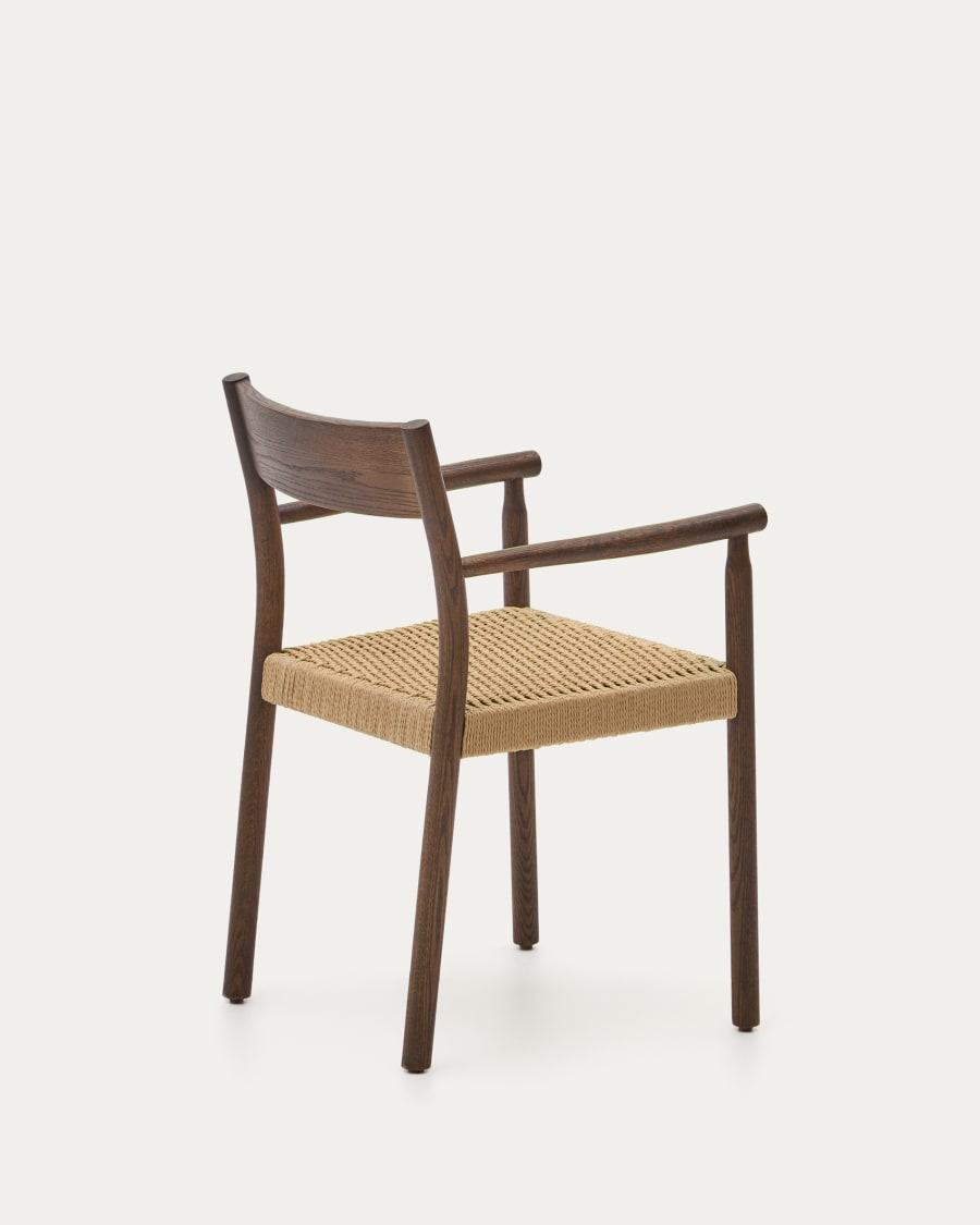 Yalia chair in solid oak with walnut finish and rope seat FSC 100%