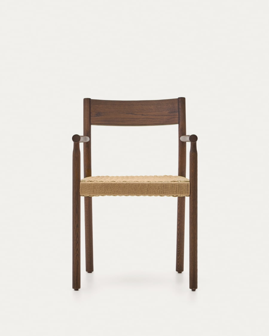 Yalia chair in solid oak with walnut finish and rope seat FSC 100%