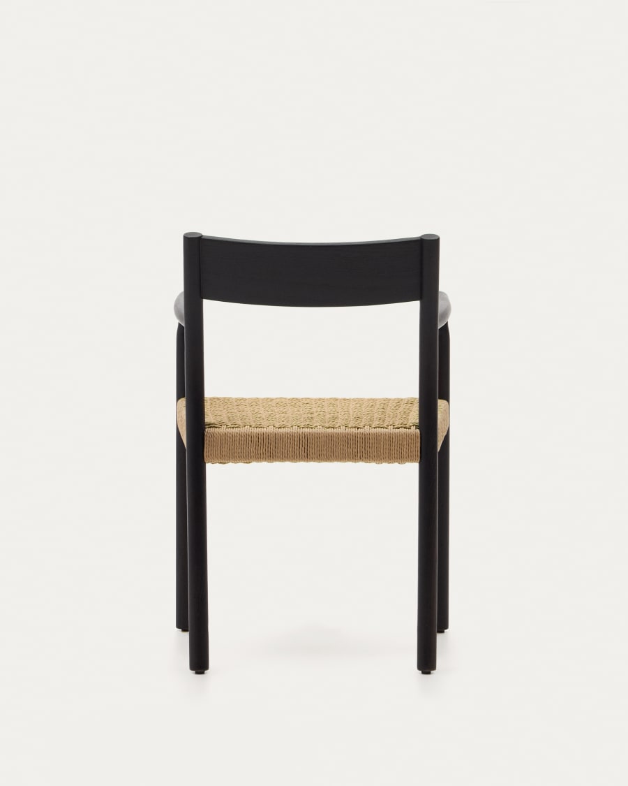 Yalia chair in solid oak with black finish and rope seat FSC 100%