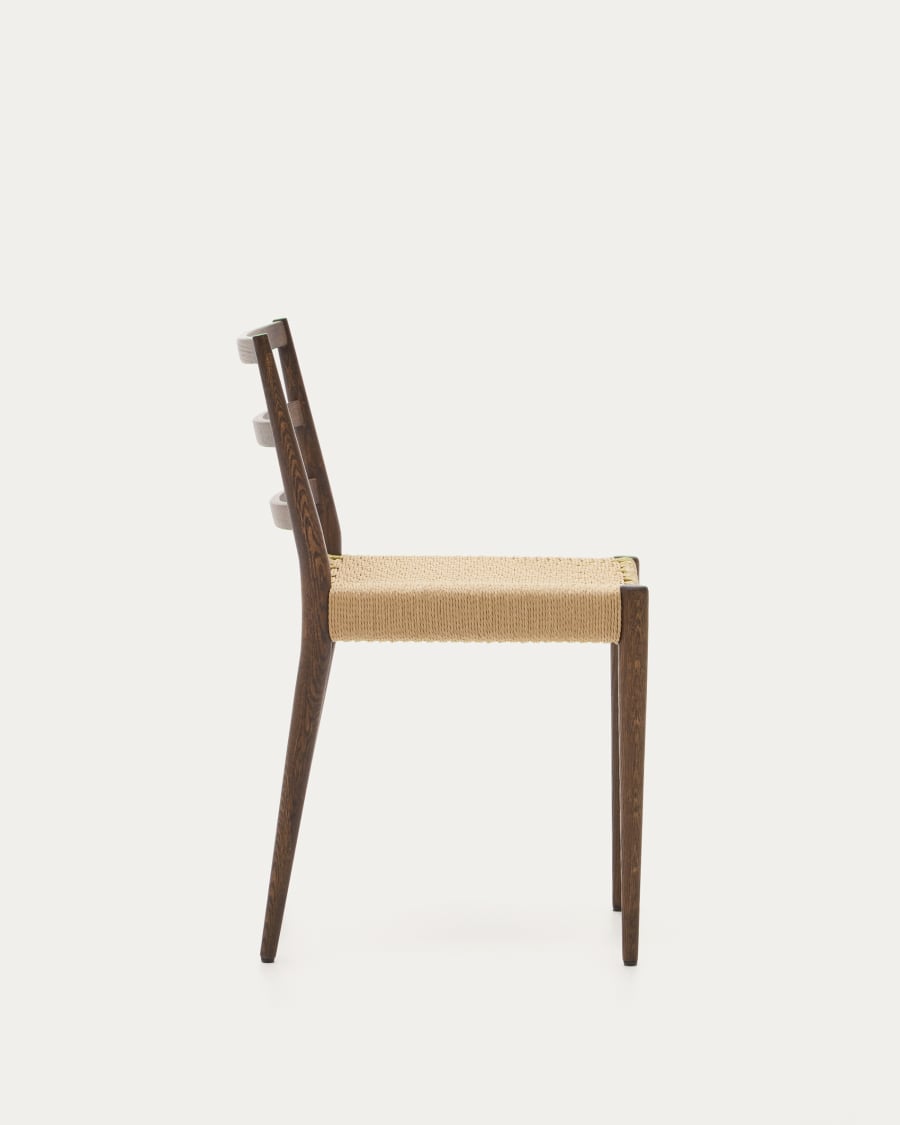 Analy chair in solid oak with walnut finish and rope seat FSC 100%