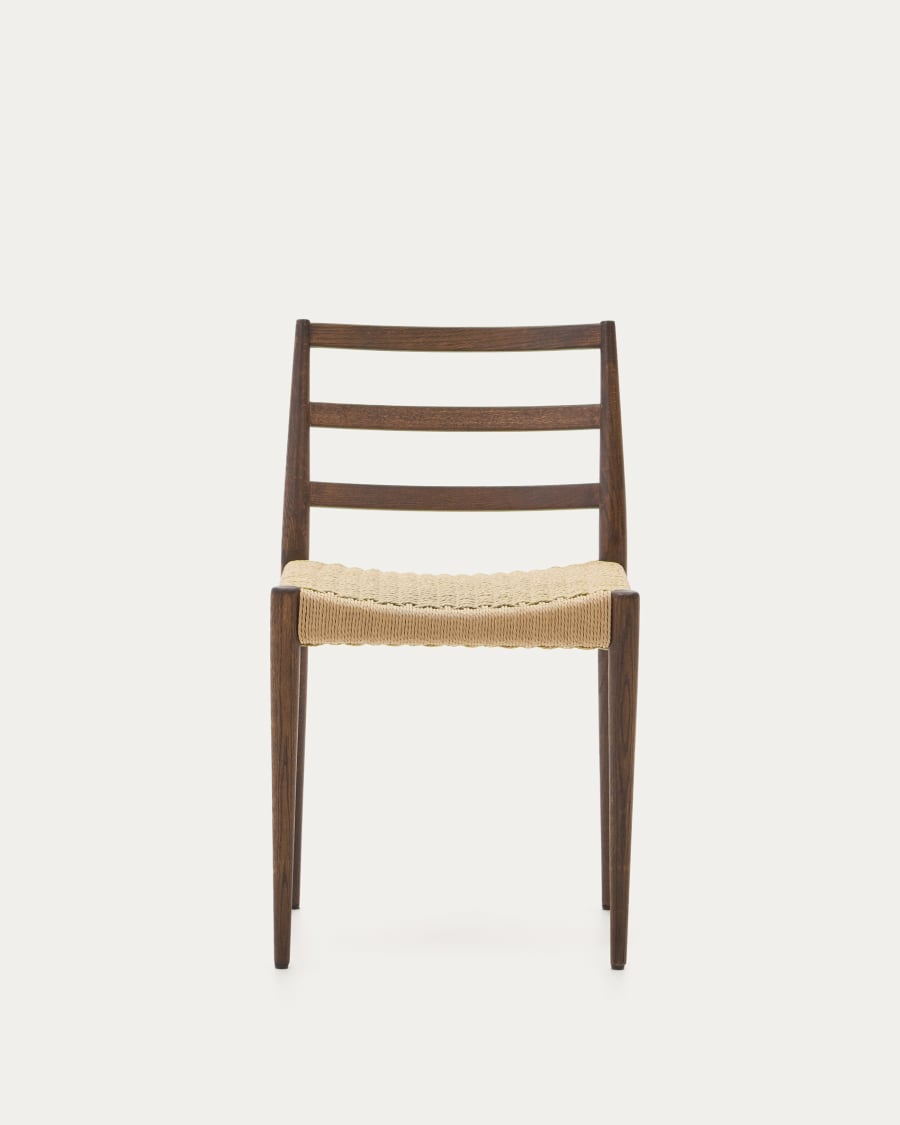 Analy chair in solid oak with walnut finish and rope seat FSC 100%