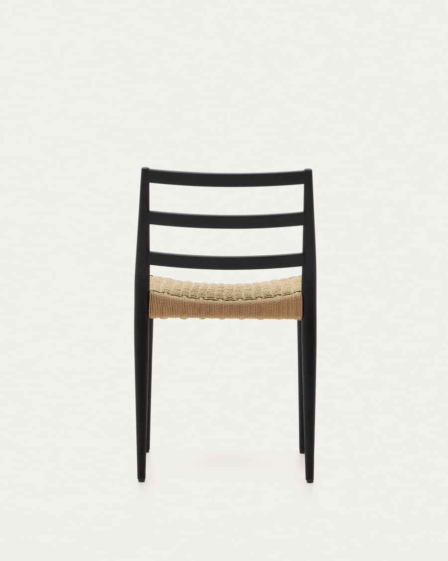 Analy chair in solid oak with black finish and rope seat FSC 100%