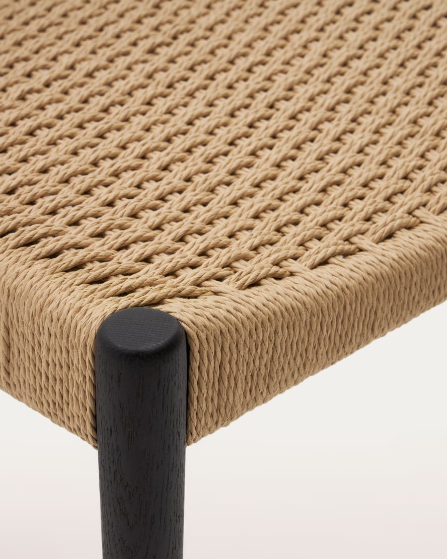 Analy chair in solid oak with black finish and rope seat FSC 100%