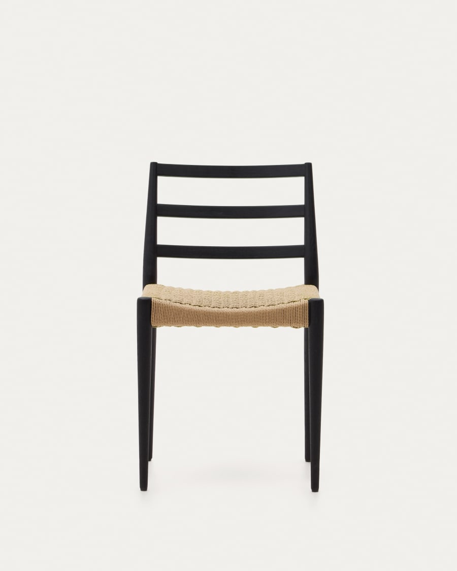 Analy chair in solid oak with black finish and rope seat FSC 100%