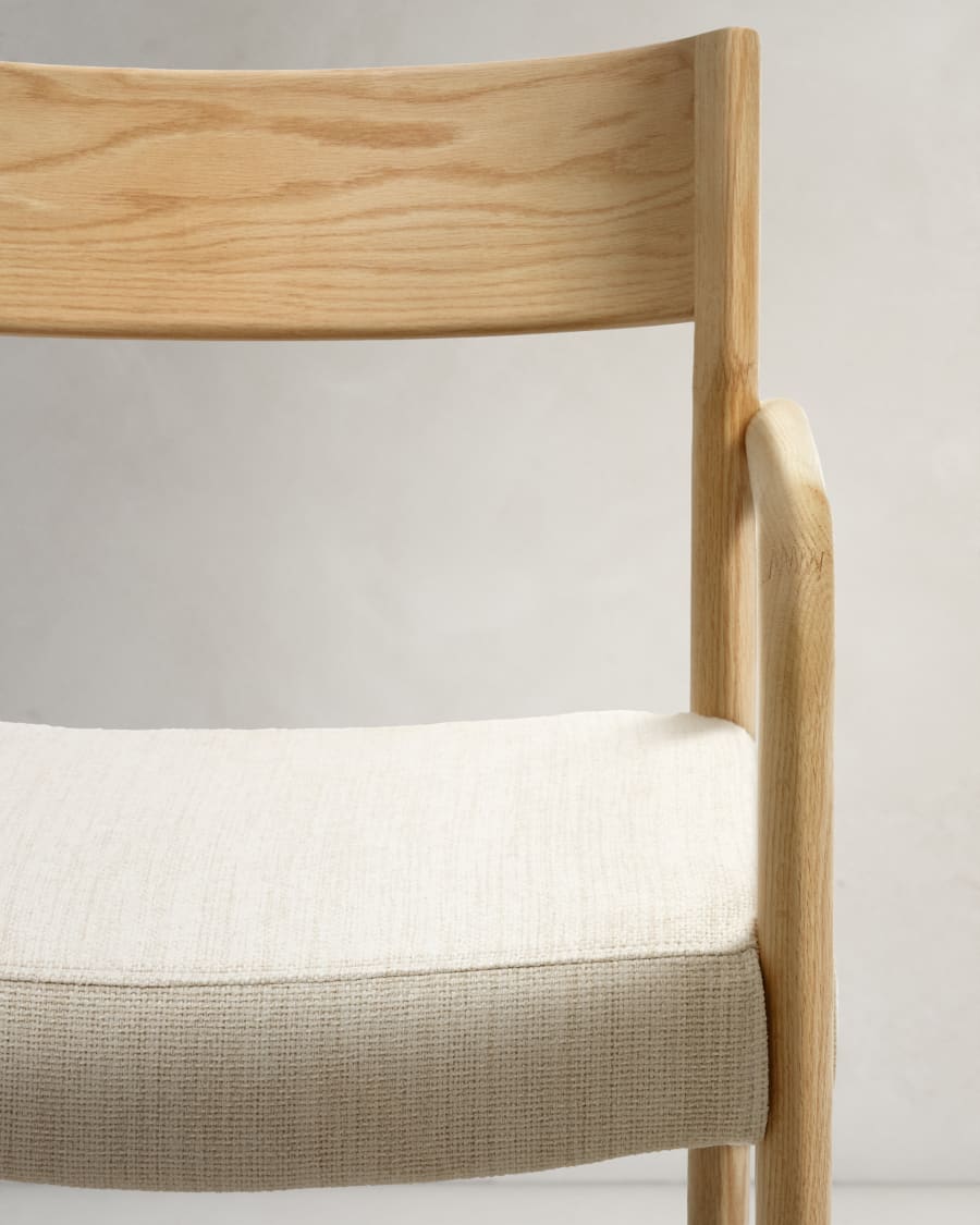 Falconera chair with a removable cover in solid oak wood with natural finish FSC Mix Credit