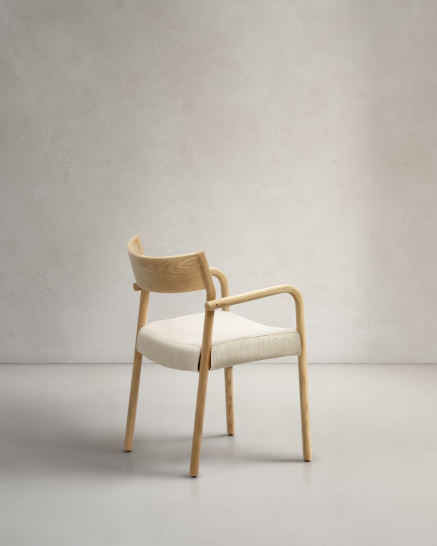 Falconera chair with a removable cover in solid oak wood with natural finish FSC Mix Credit
