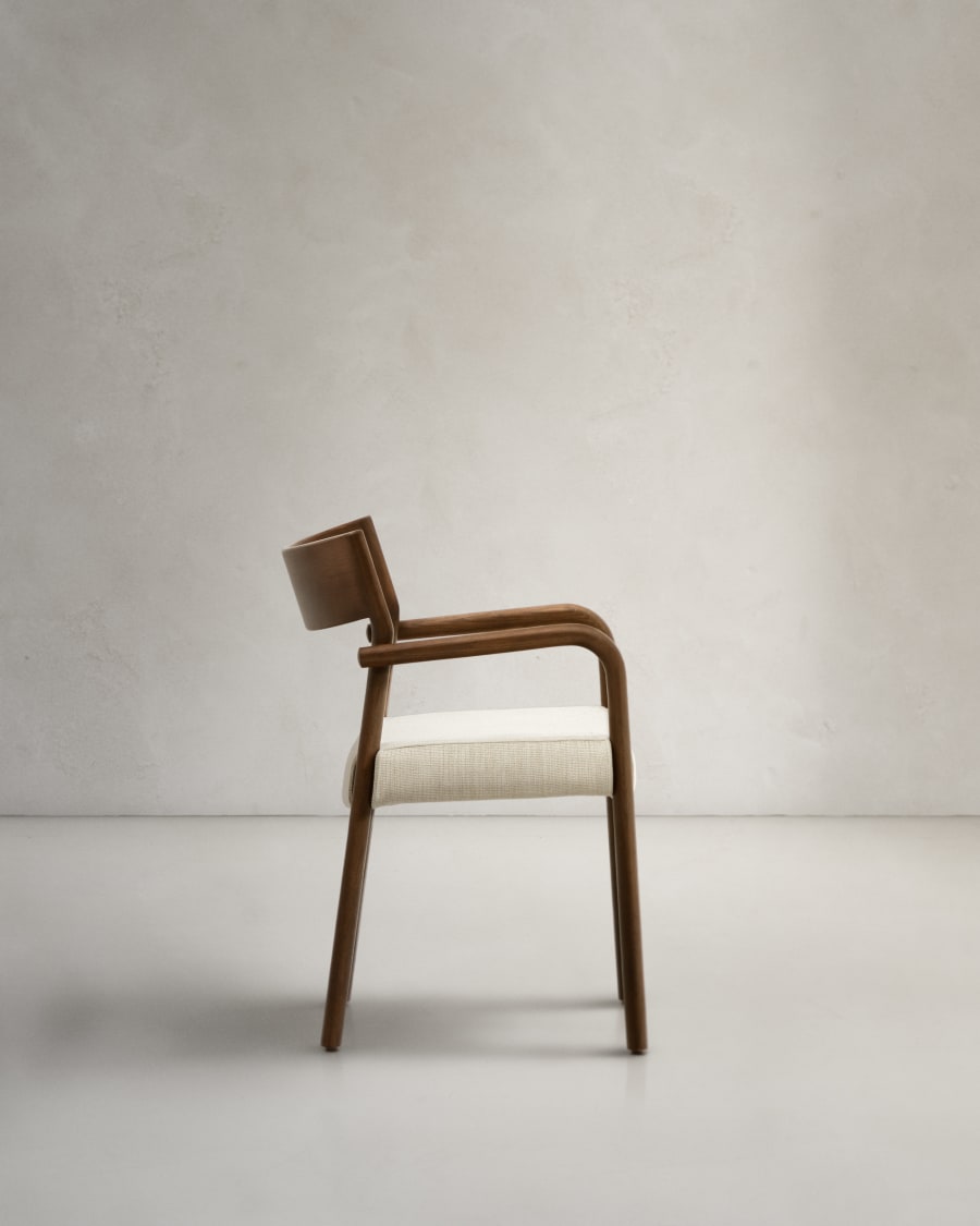 Falconera chair with a removable cover in solid oak wood with walnut finish FSC Mix Credit