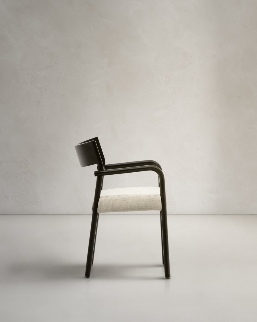 Falconera chair with a removable cover in solid oak wood with black finish FSC Mix Credit