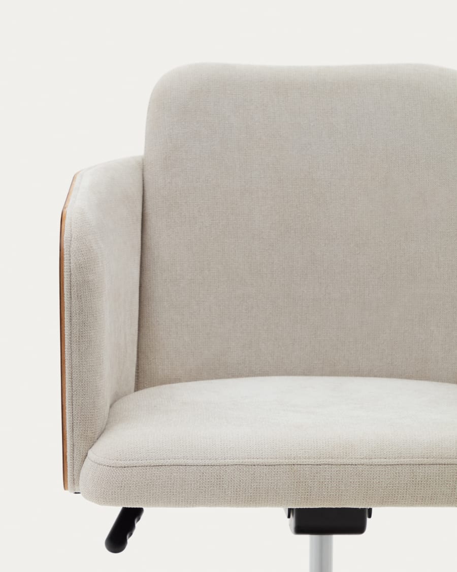 Madai desk chair in beige chenille and ash veneer with natural finish FSC Mix Credit
