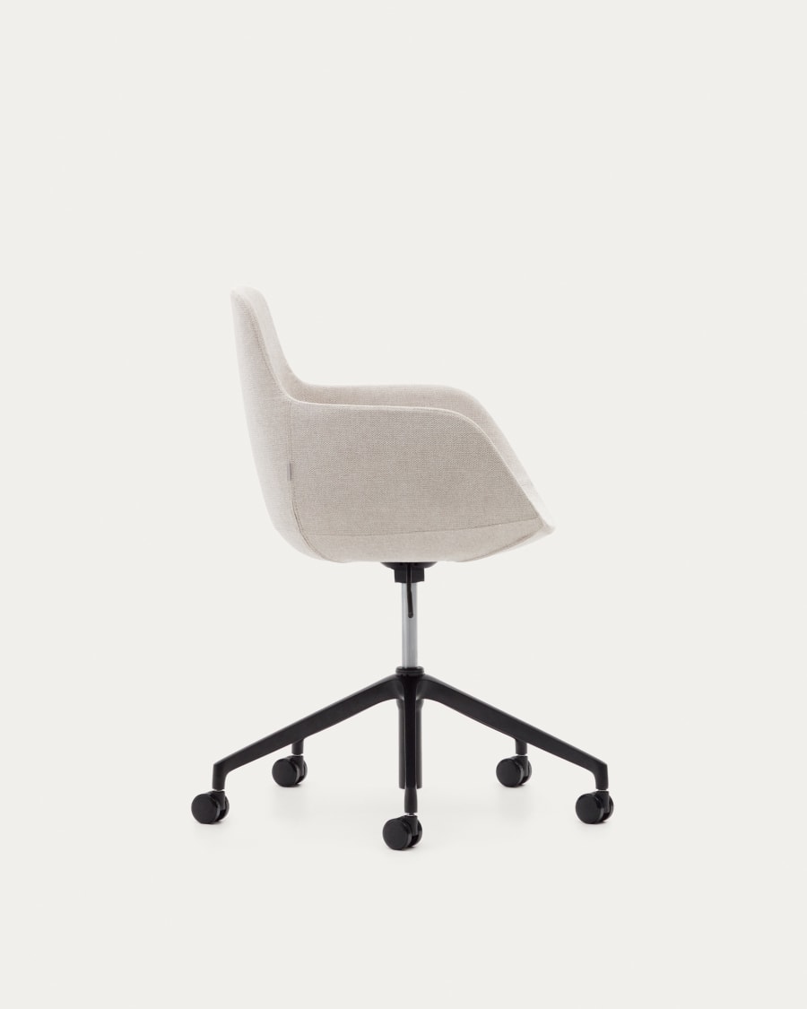 Tissiana Schreibtischstuhl in Beige und Aluminium mit mattschwarzer Oberfläche