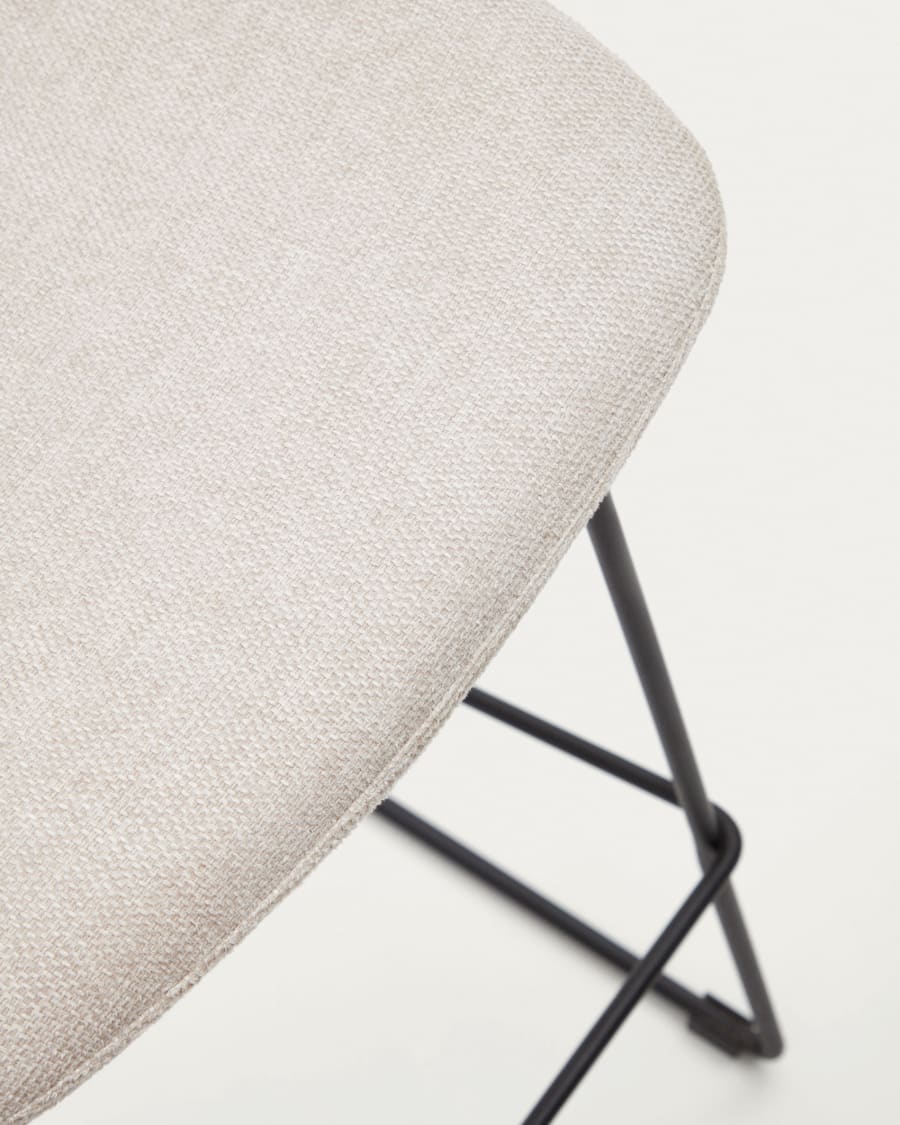 Zahara beige stool with steel in a black finish, height 76 cm