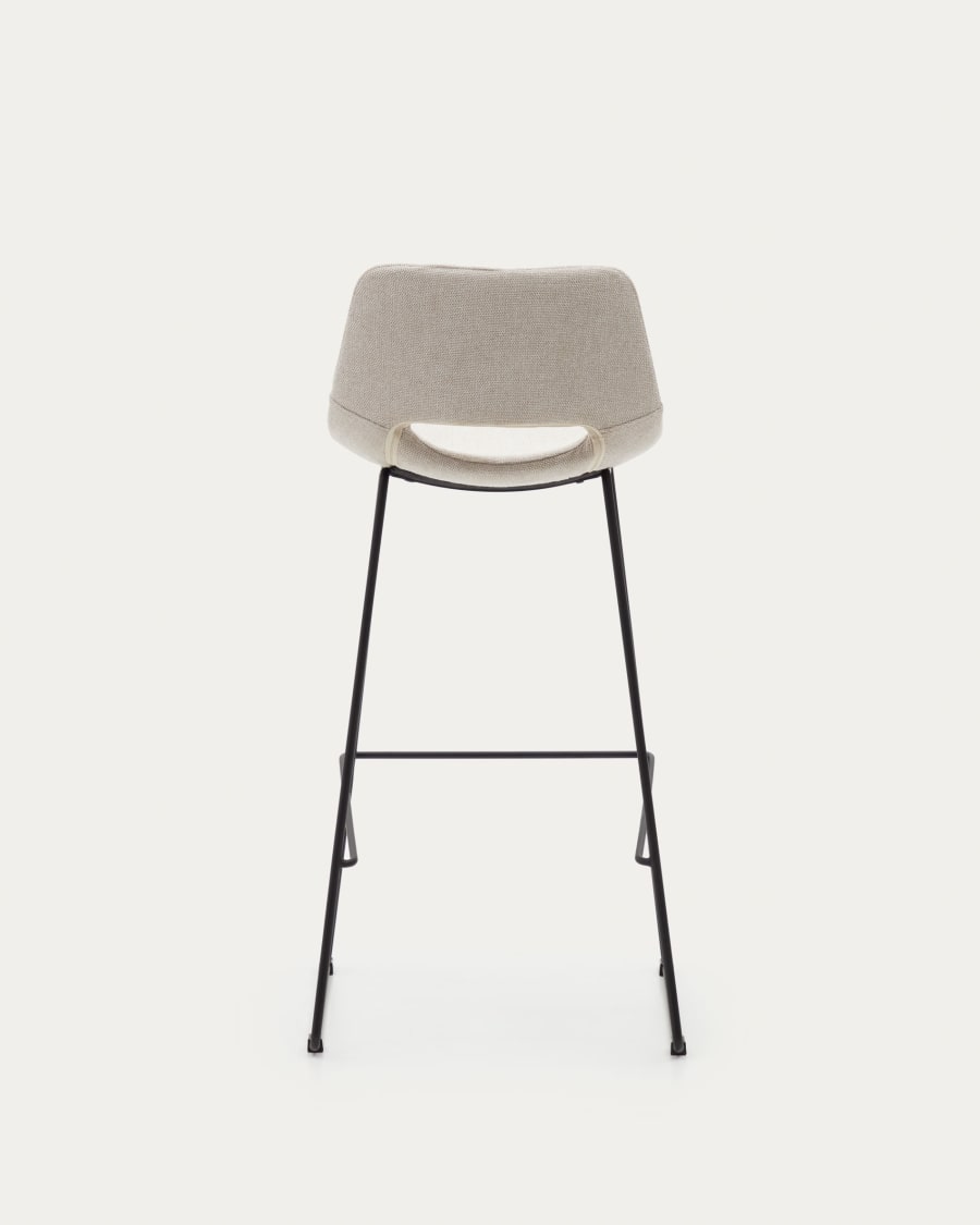 Zahara beige stool with steel in a black finish, height 76 cm