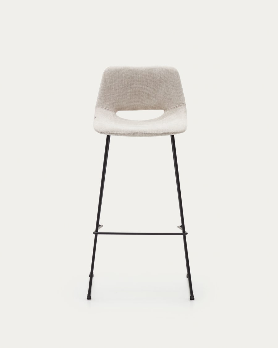 Zahara beige stool with steel in a black finish, height 76 cm