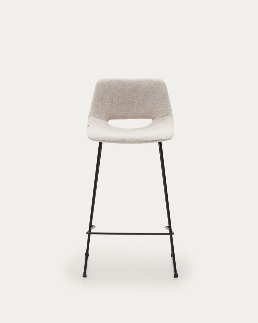 Zahara beige stool with steel in a black finish, height 65 cm