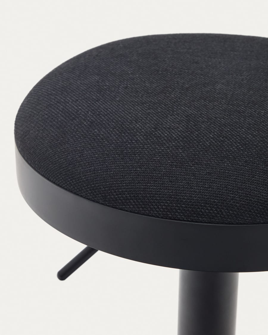 Zaib stool in black chenille and matt black steel height 63-84 cm FSC 100%