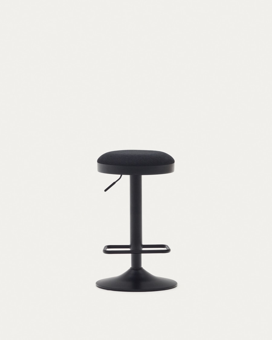Zaib stool in black chenille and matt black steel height 63-84 cm FSC 100%
