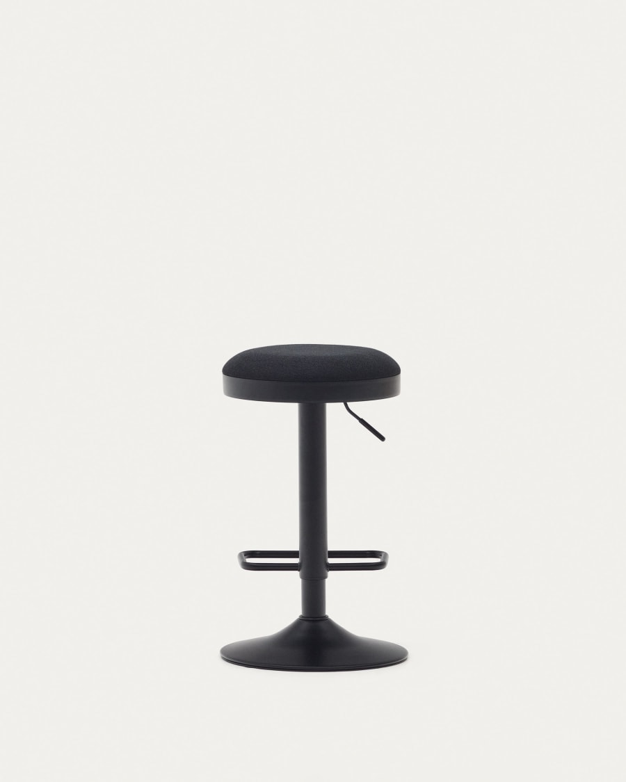 Zaib stool in black chenille and matt black steel height 63-84 cm FSC 100%