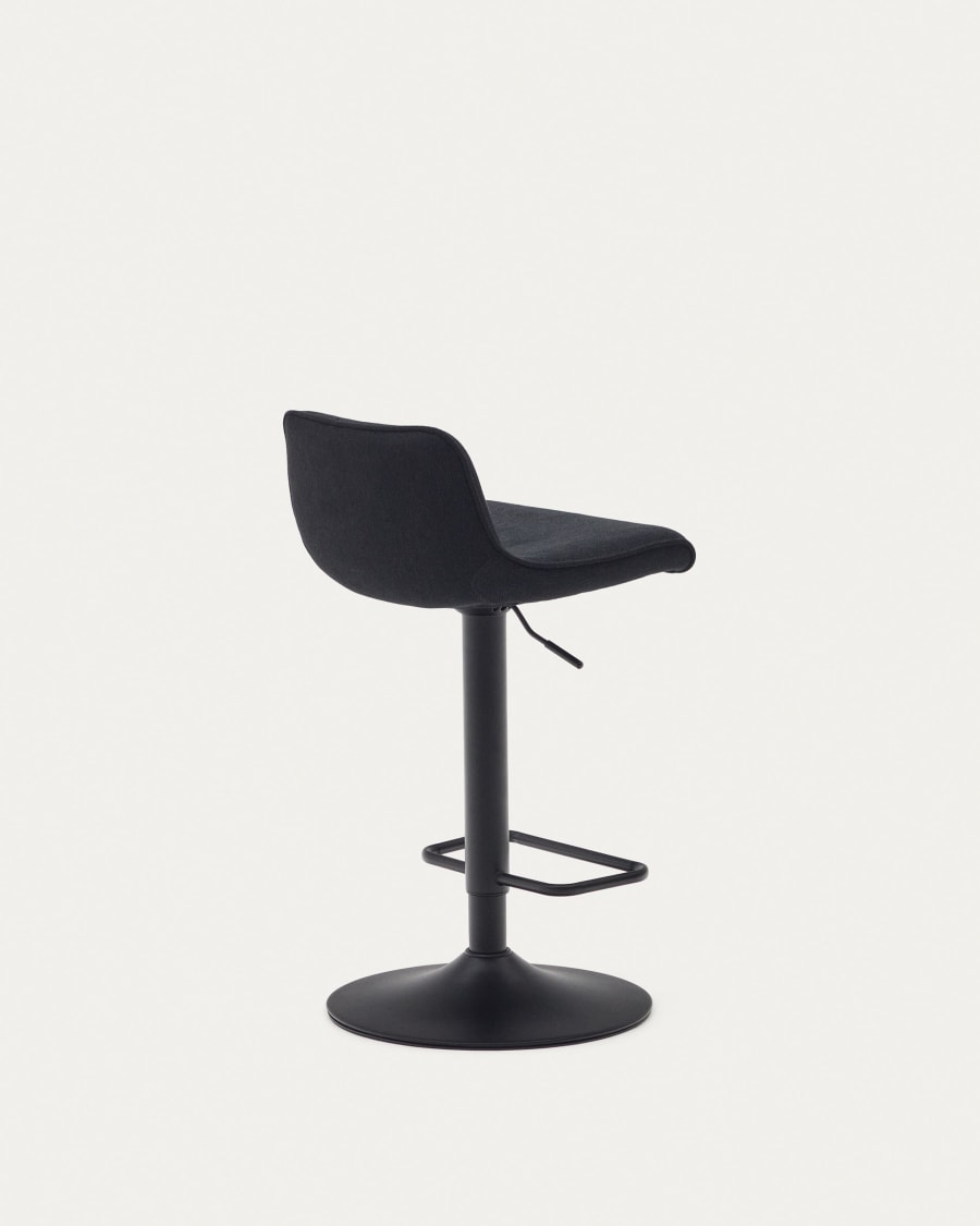 Zenda stool in black chenille and matt black steel 81-102 cm FSC 100%