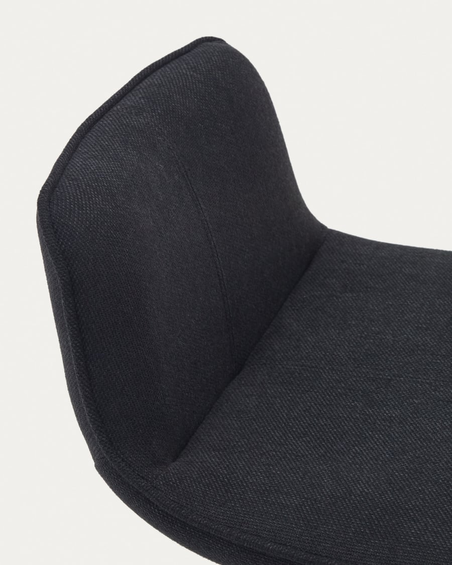 Zenda stool in black chenille and matt black steel 81-102 cm FSC 100%