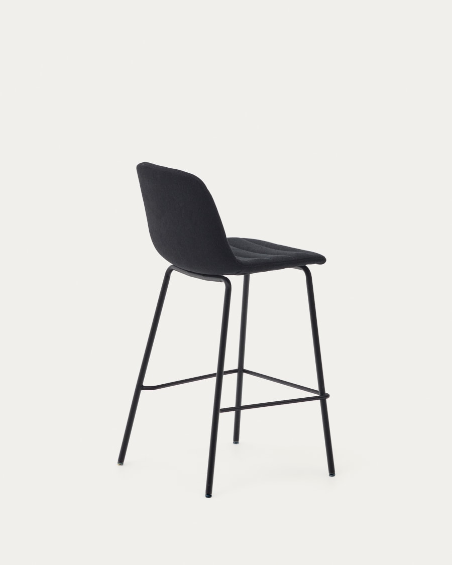 Zunilda stool in black chenille and steel finished with matt black height 65 cm FSC 100%