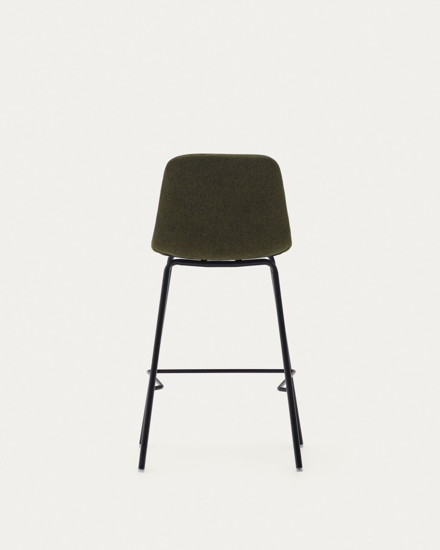 Zunilda stool in dark green and steel chenille with matt black finish height 65 cm FSC 100%