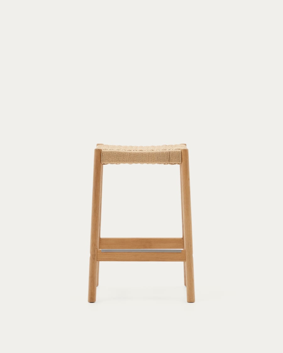 Yalia stool in solid oak wood in a natural finish and rope cord, height 65 cm FSC 100%