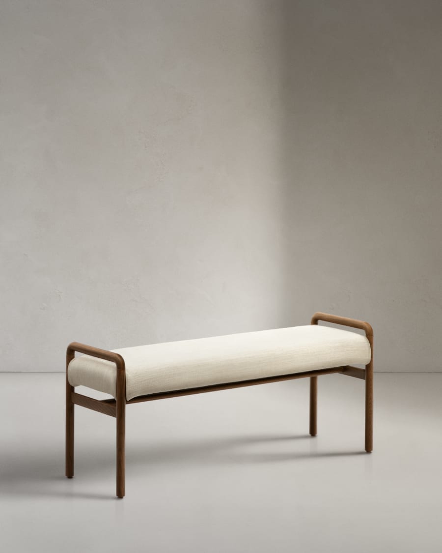 Macaret bench with removable cover solid oak wood with walnut finish 120 cm FSC Mix Credit