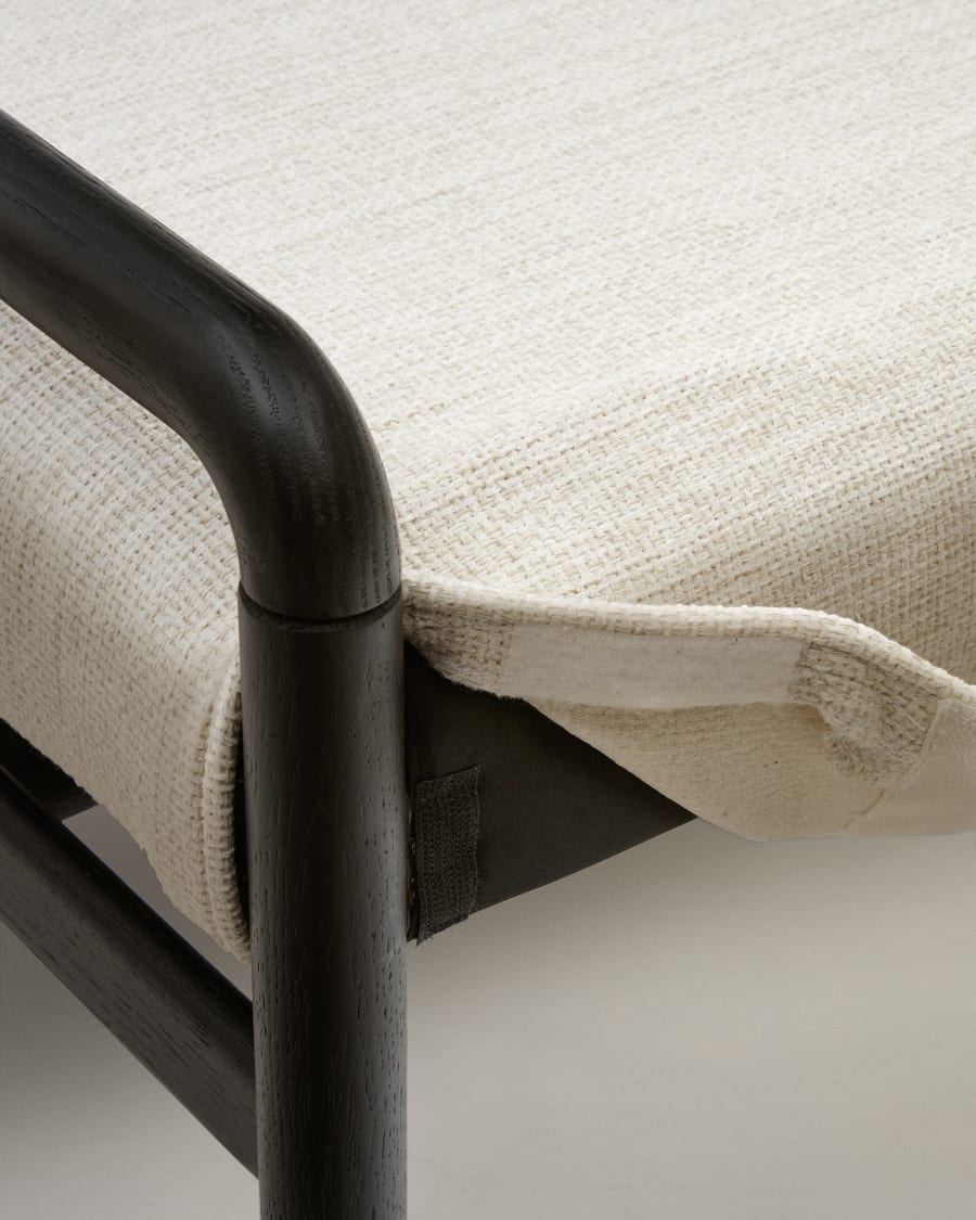 Macaret bench with removable cover solid oak wood with black finish 120 cm FSC Mix Credit