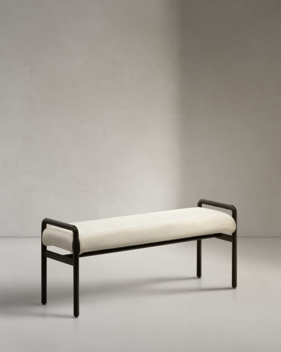 Macaret bench with removable cover solid oak wood with black finish 120 cm FSC Mix Credit