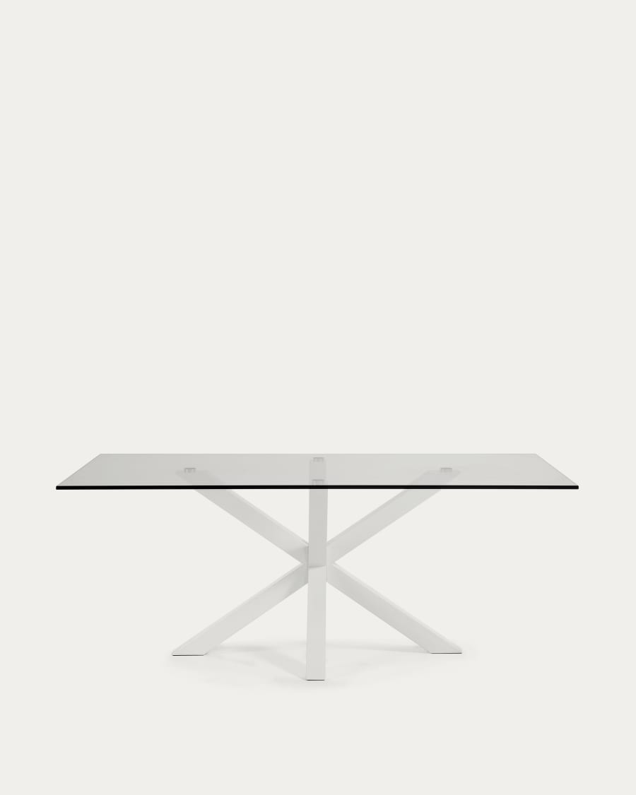 Glass table deals white legs