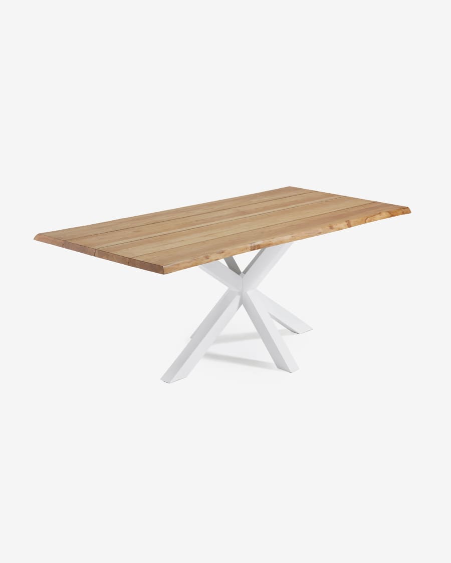 Argo oak veneer table with natural finish and steel legs with white finish 180 x 100 cm