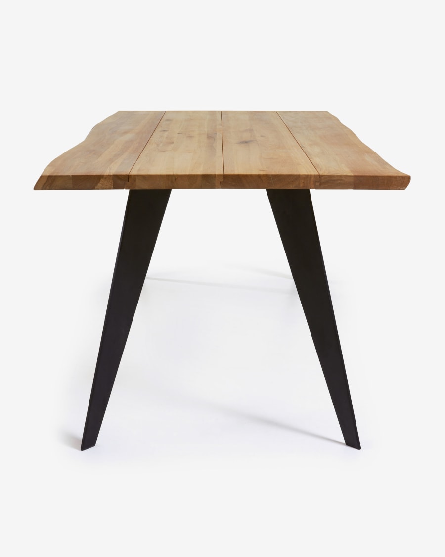 Koda oak veneer table with natural finish and steel legs with black finish 160 x 90 cm