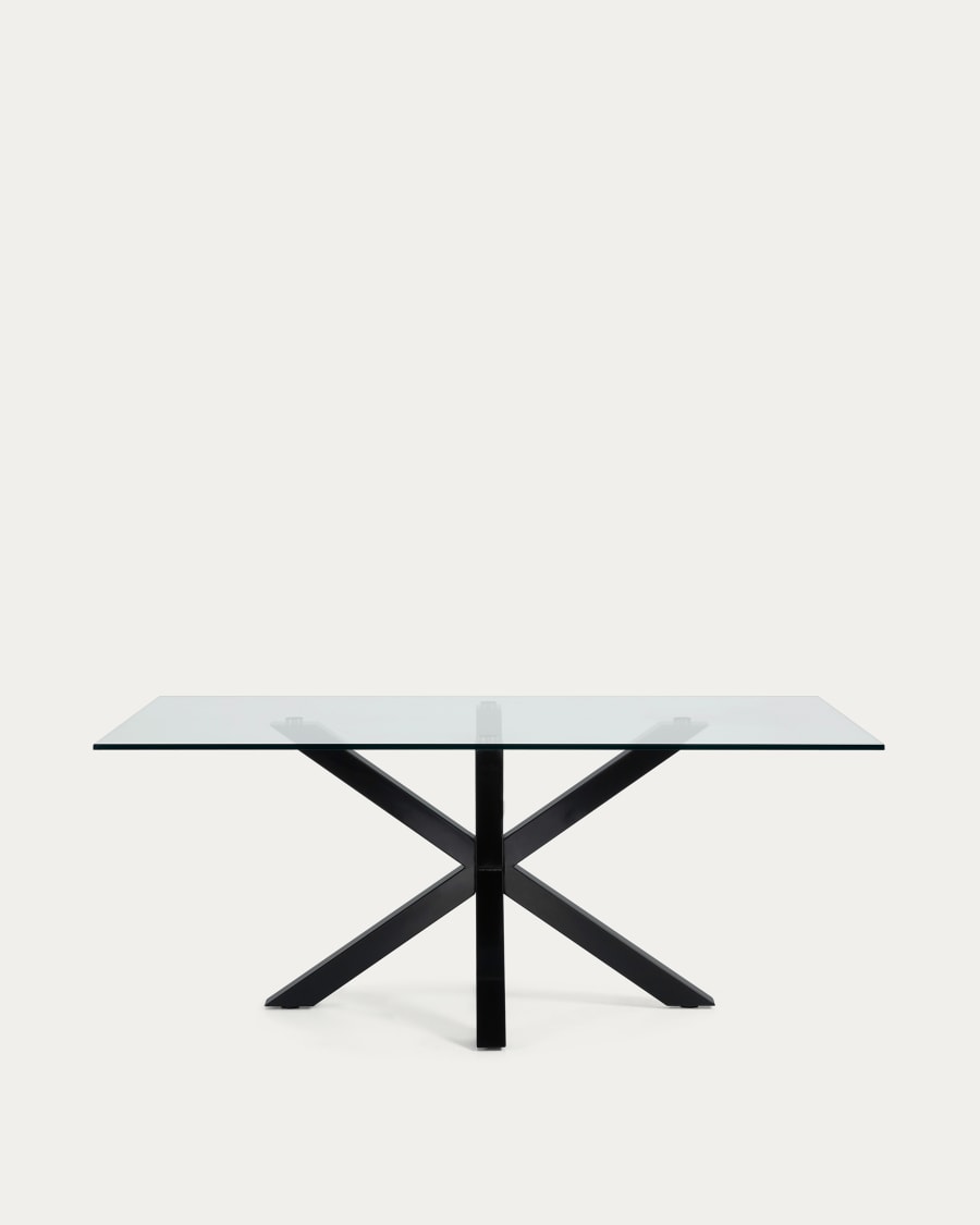 Glass table hot sale with black legs