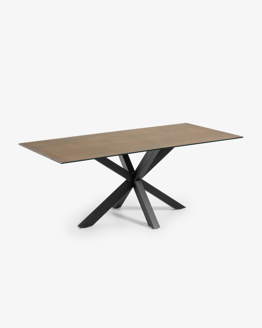 Argo table 200 x 100 cm porcelain Iron Corten finish black legs