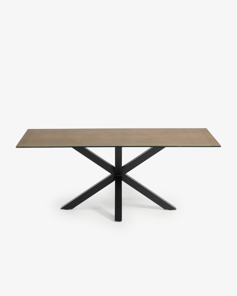 Argo table 200 x 100 cm porcelain Iron Corten finish black legs