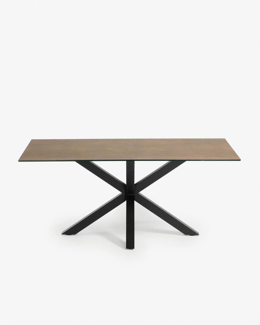 Argo table 180 cm porcelain Iron Corten finish black legs