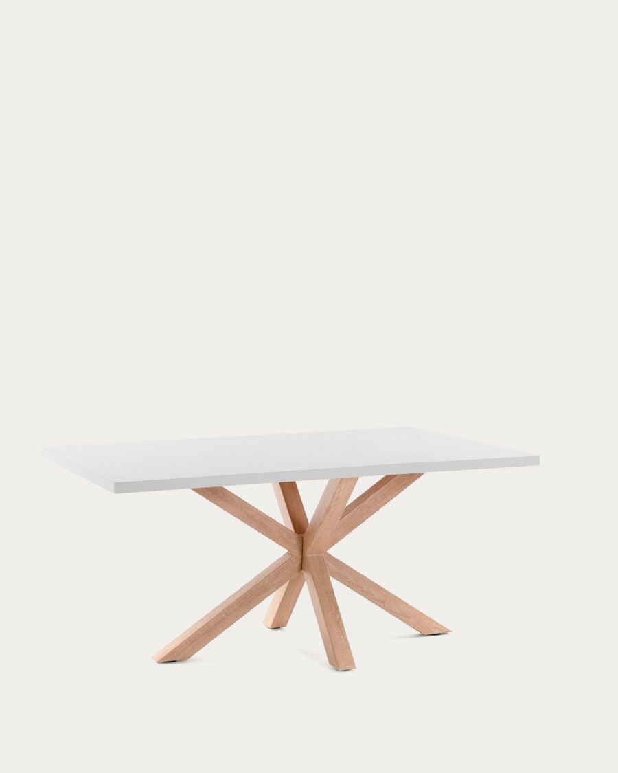Argo table in melamine with white finish and wood-effect steel legs 180 x 100 cm