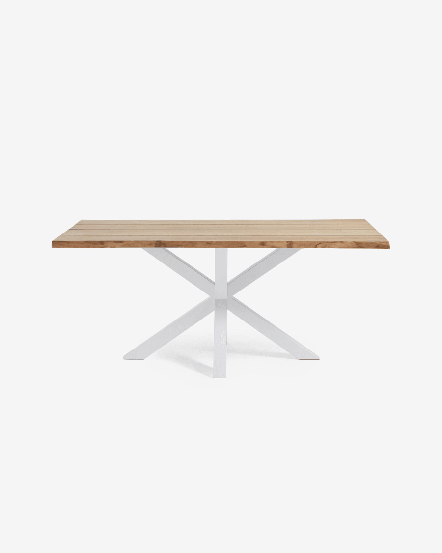 Argo oak veneer table with natural finish and steel legs with white finish 160 x 90 cm
