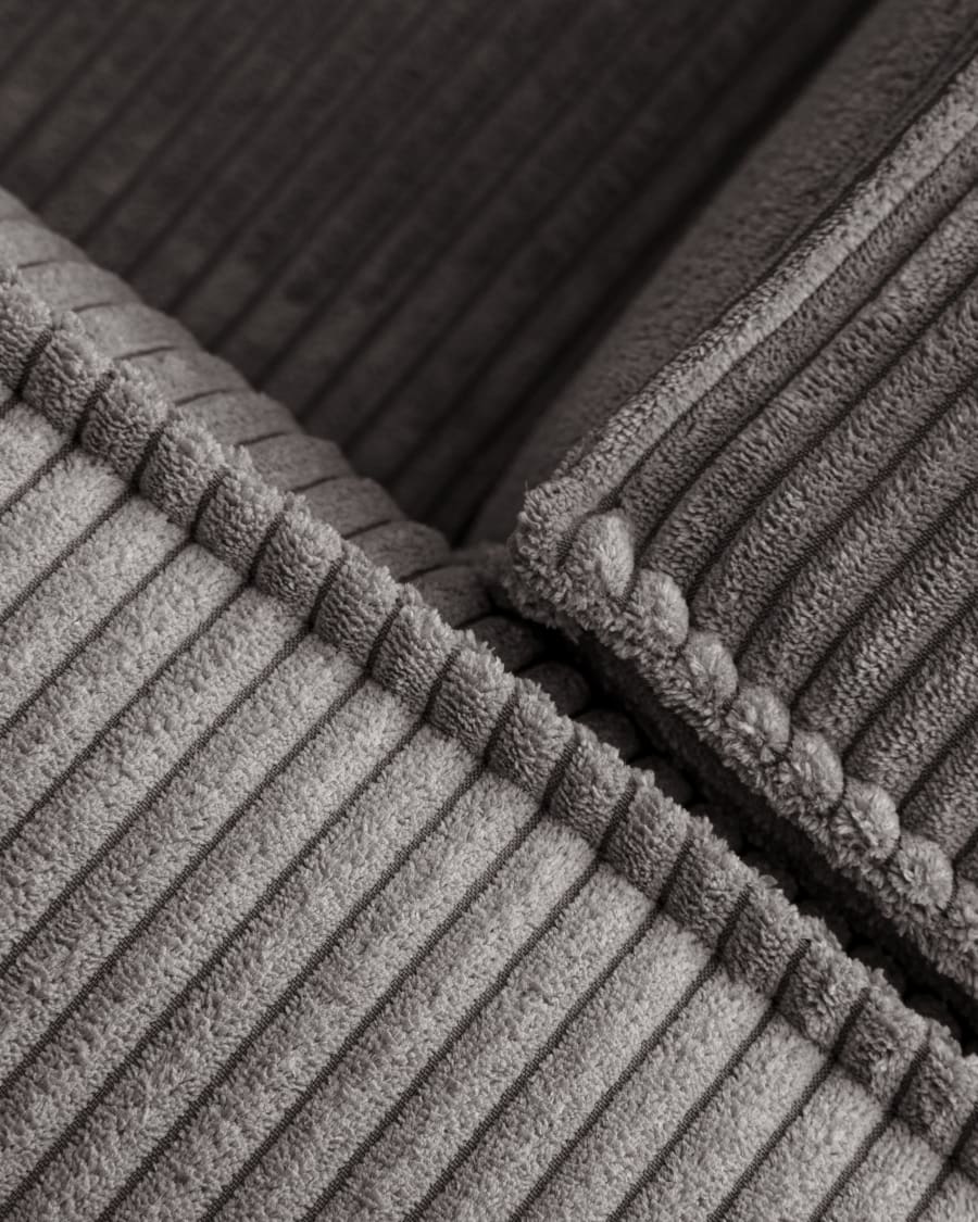 Blok 2 seater sofa with left side chaise longue in grey wide seam corduroy, 240 cm FSC Mix Credit
