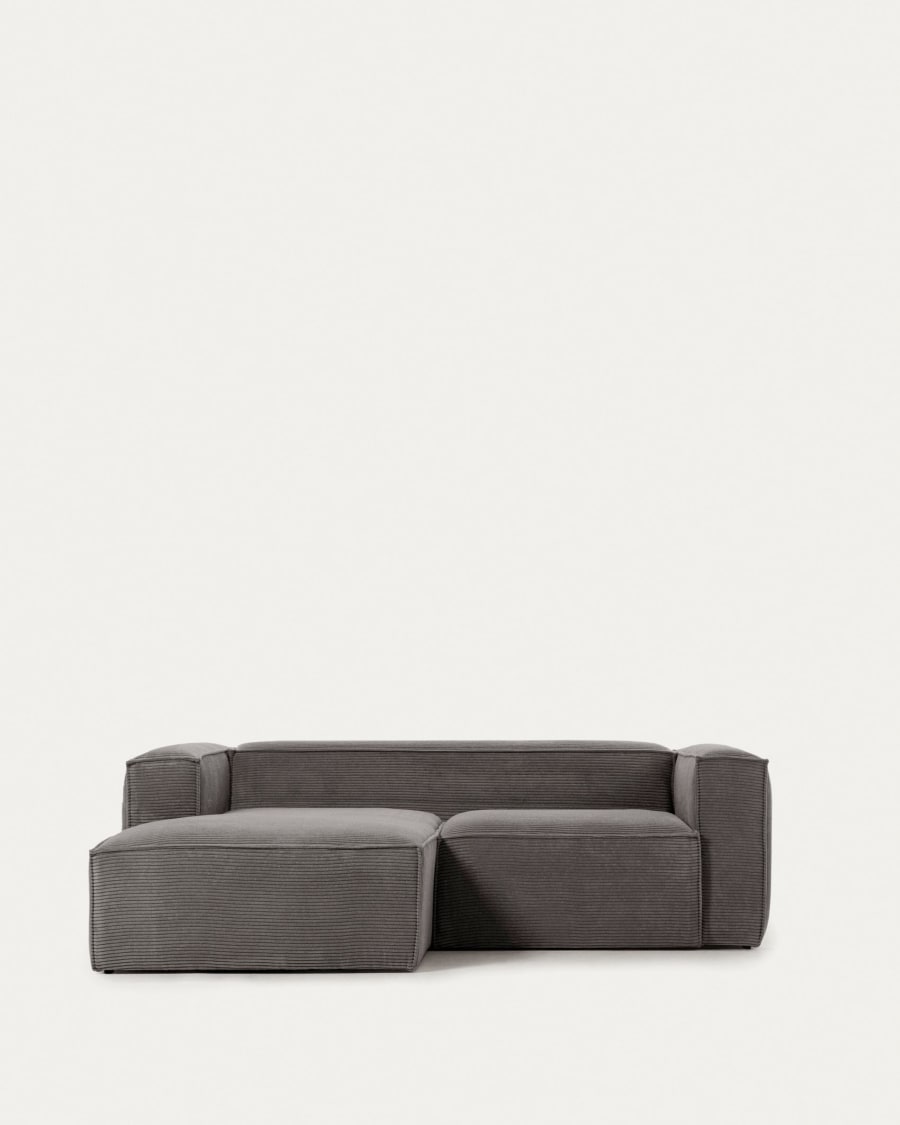 Blok 2 seater sofa with left side chaise longue in grey wide seam corduroy, 240 cm FSC Mix Credit