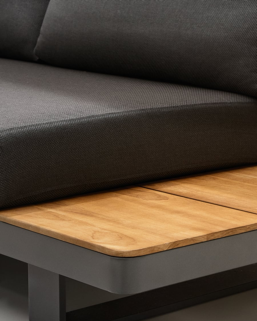 Tosqueta 5-seater corner sofa and table set made from aluminium and solid teak wood FSC 100%