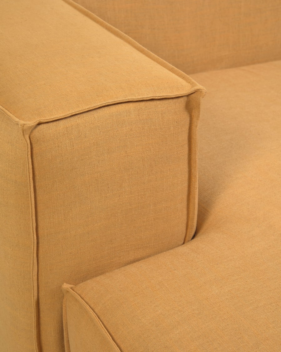 Blok 2 seater sofa w/ left-hand chaise longue and removable covers, mustard linen, 240 cm