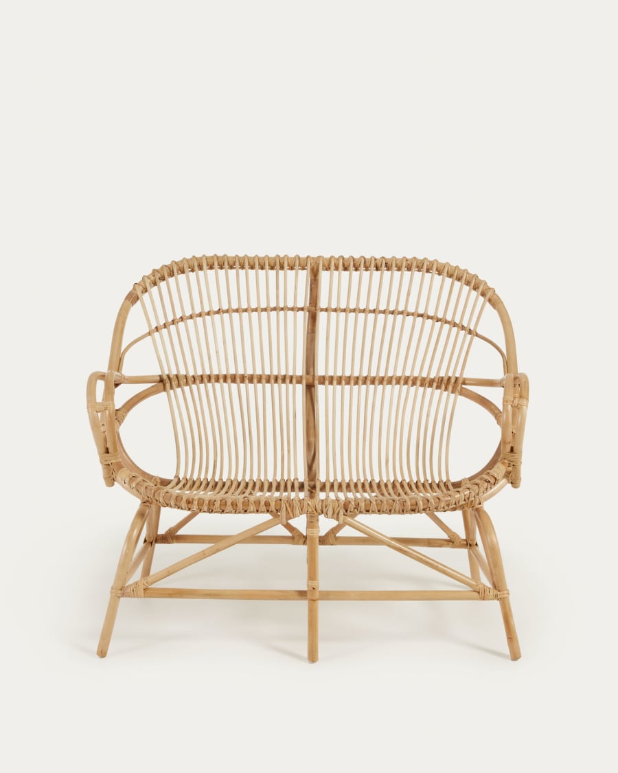 Mimosa rattan bench with a natural finish, 114 cm