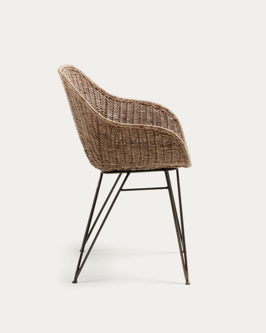 Chart Stuhl aus Rattan und Stahlbeine mit schwarzem Finish