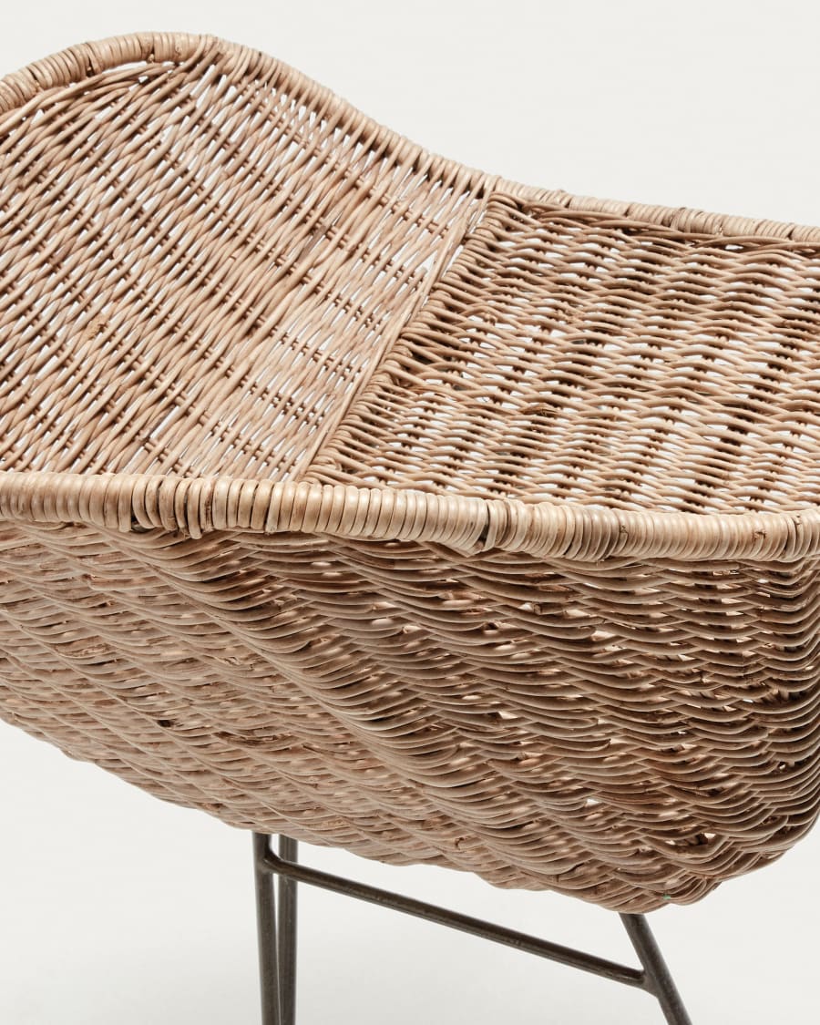 Chart Stuhl aus Rattan und Stahlbeine mit schwarzem Finish