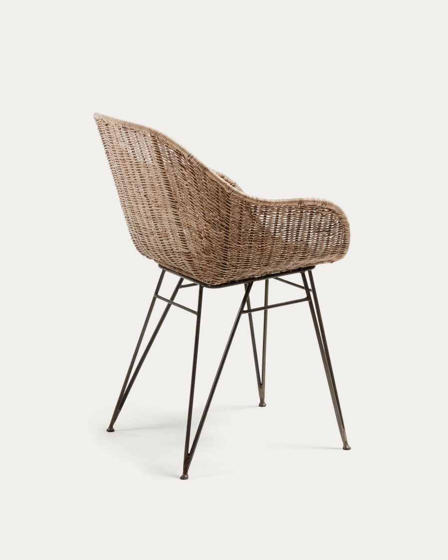 Chart Stuhl aus Rattan und Stahlbeine mit schwarzem Finish