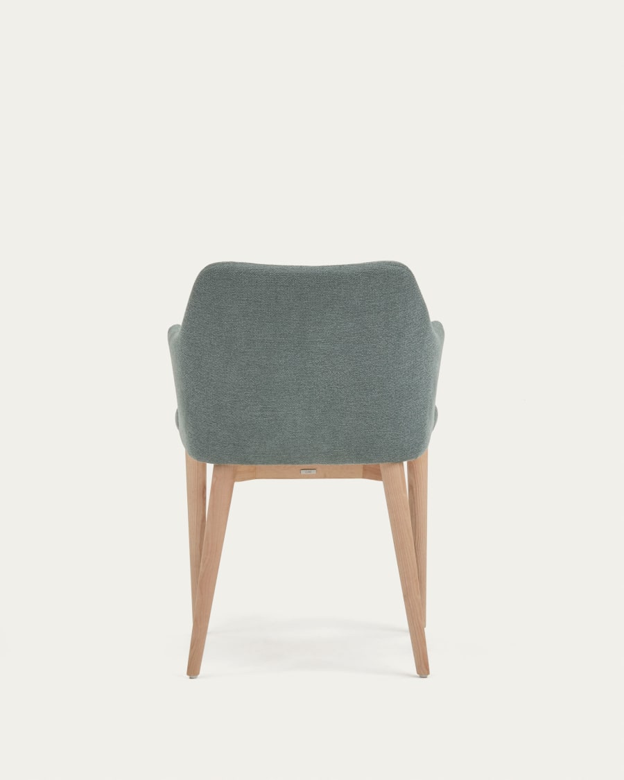 Croft chair in dark green chenille with solid ash wood legs